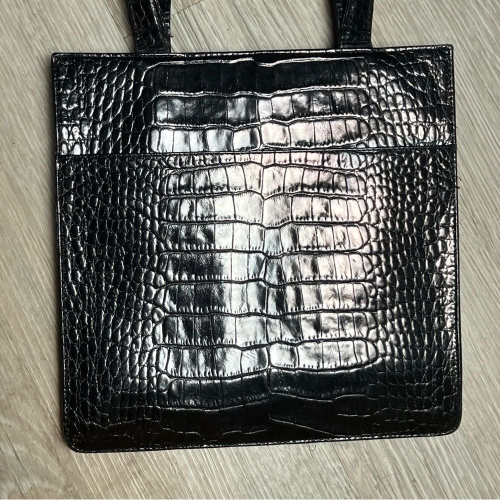 RALPH LAUREN COLLECTION Alligator Skin Leather Black Hand Bag Sterling Flap Tip - Picture 6 of 16